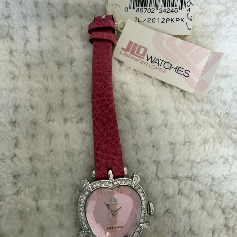 NEW JLO Jennifer Lopez NEW Women Heart-Shaped Quartz Wristwatch Pink Diamond - Picture 5 of 13